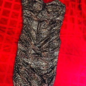 Black and gold leopard stretchy tight dress
